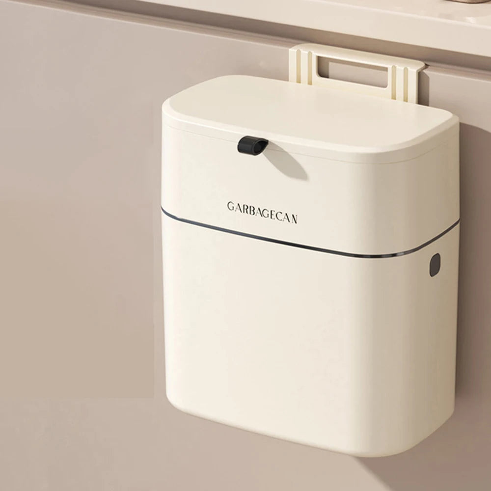 Wall Mounted Trash Bin for Kitchen, No Drill Adhesive, 8L Large Capacity, Narrow Space Design with Lid, Modern Home Peaceful Pleasures Health and Wellness Hook up payment
