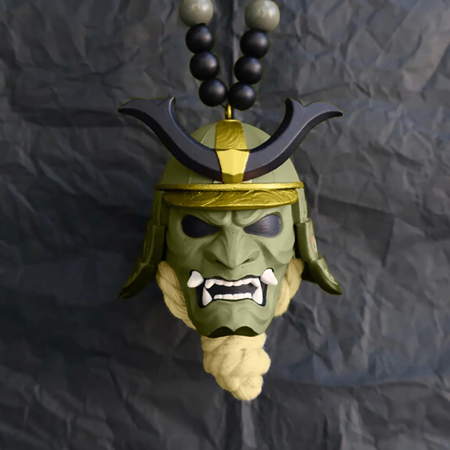 Samurai-Kabuto Helmet Hannya Japanese Oni Car Rear View Mirror Charm Japanese Ghosts Hanging Ornament Personalized Pendant Peaceful Pleasures Health and Wellness H