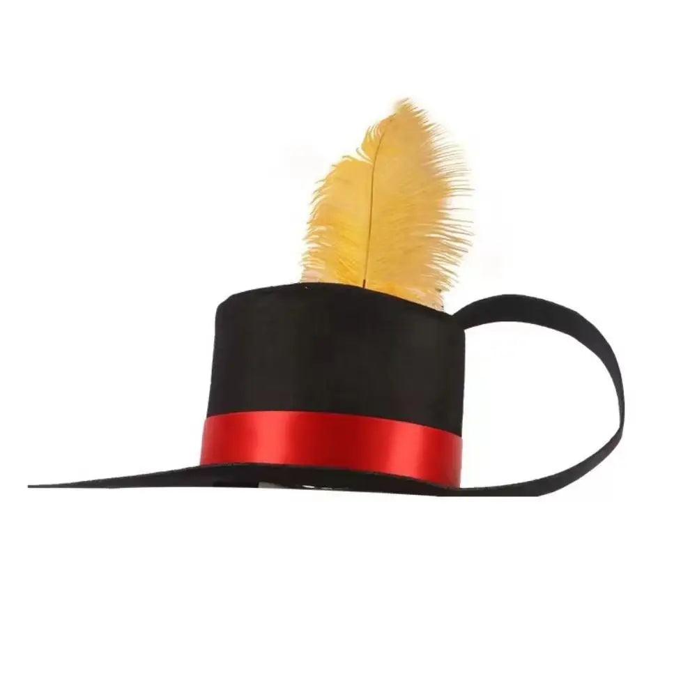 Black Snowman Costume Hat with Simulated Feathers Artistic Felt Hat Sun Protection Retro Top Hat Role Play Costume Cosplay Peaceful Pleasures Health and Wellness
