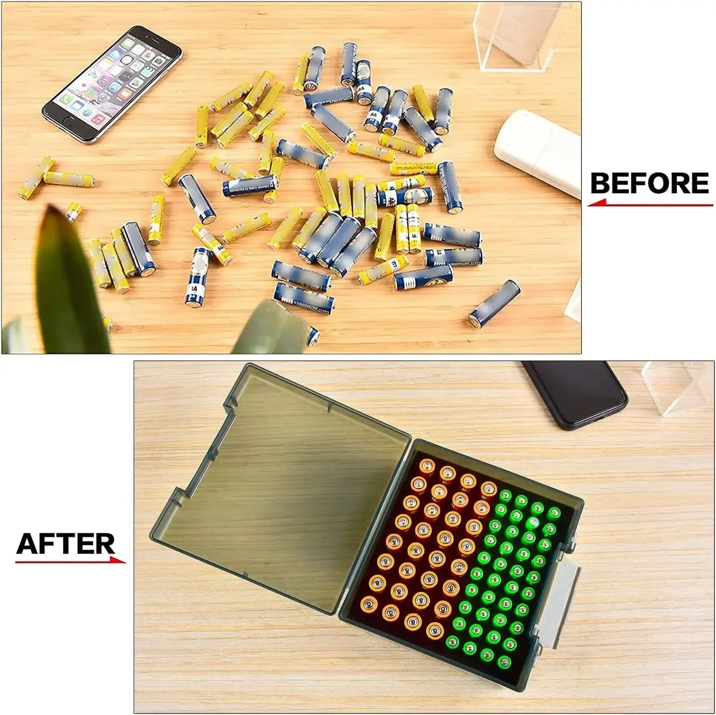 Battery Organizer Case – Holds 72 AA & AAA Batteries