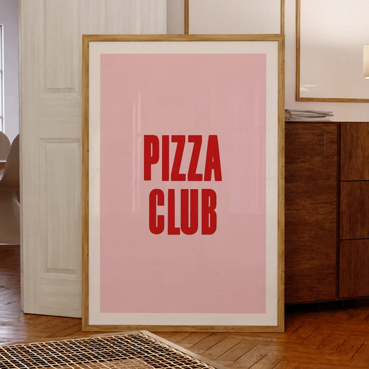 Pizza Club Pink Canvas Wall Art Print | Kitchen Home Decor Canvas Wall Art Peaceful Pleasures Health and Wellness