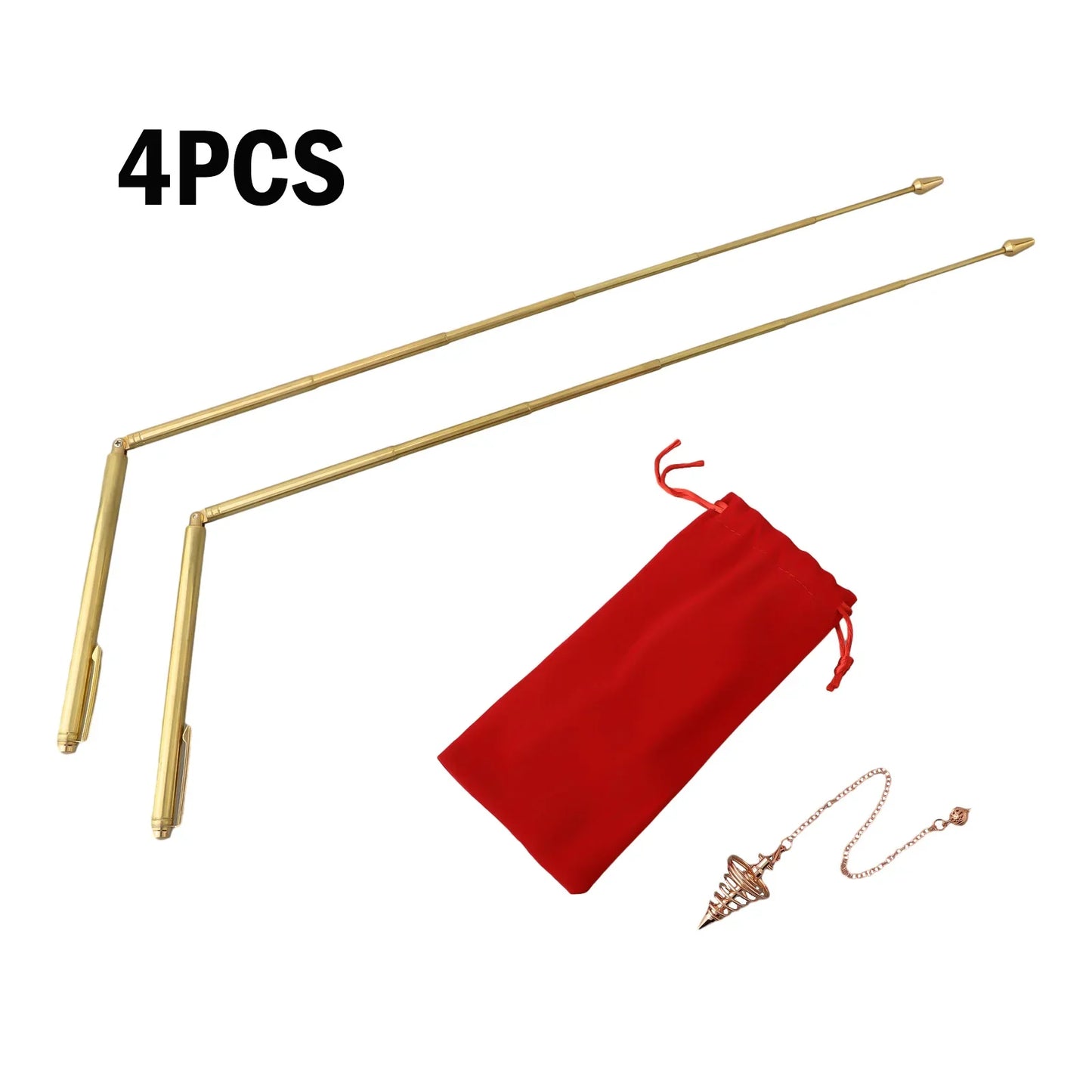 99.9% Copper Dowsing Rods & Pendulum Set – 3/4pcs