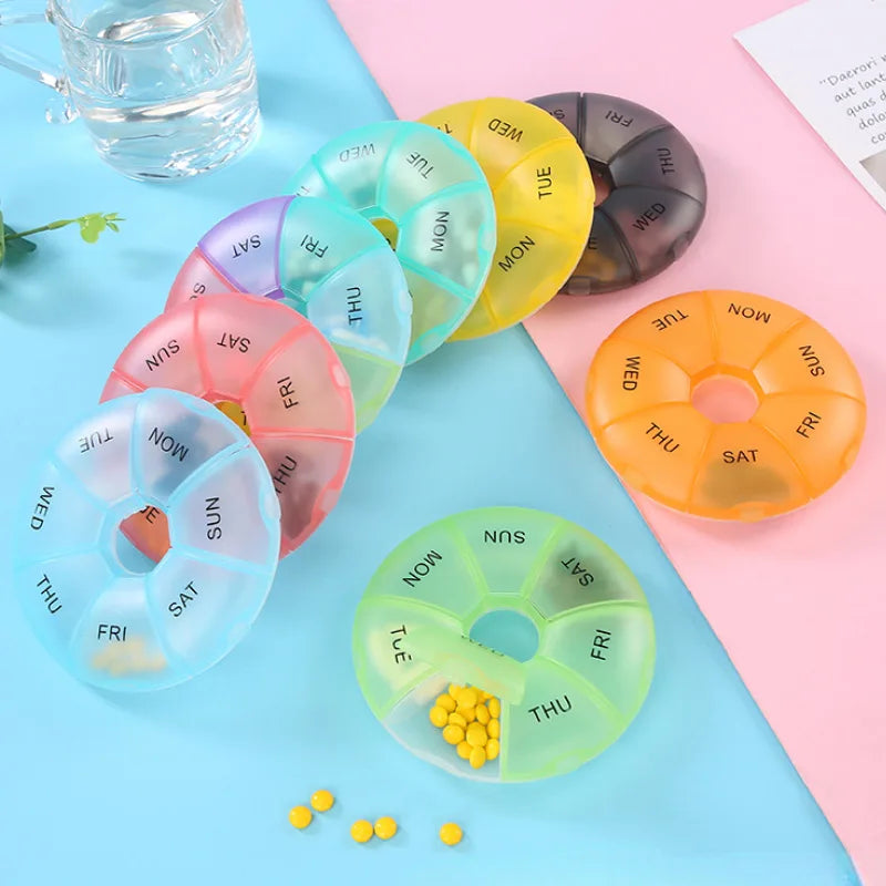 7-Day Weekly Pill Organizer | Portable Round Travel Pill Case