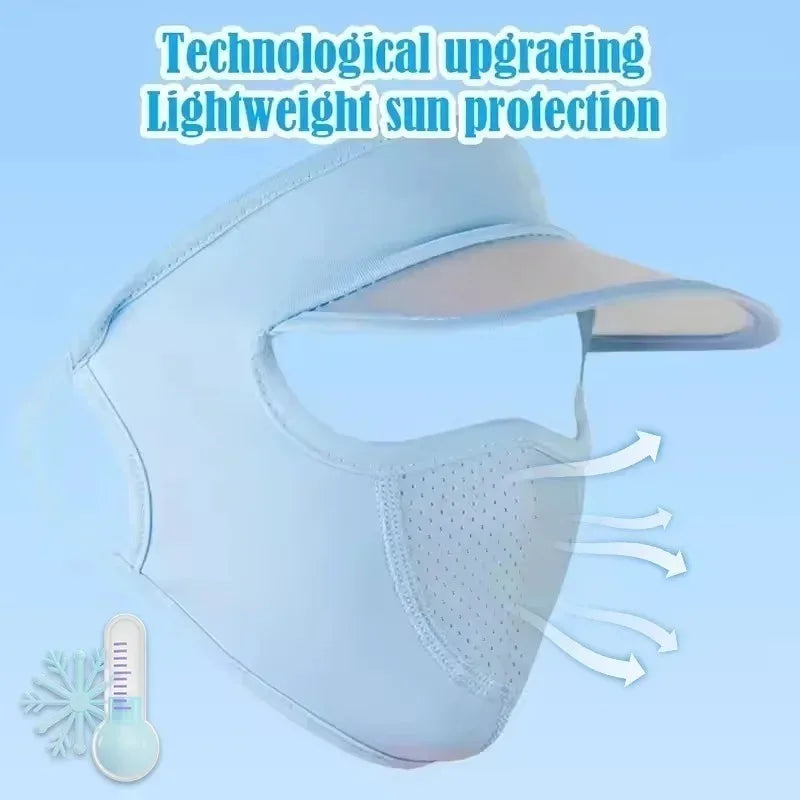 UPF 50+ Ice Silk Sun Protection Face Mask with Brim