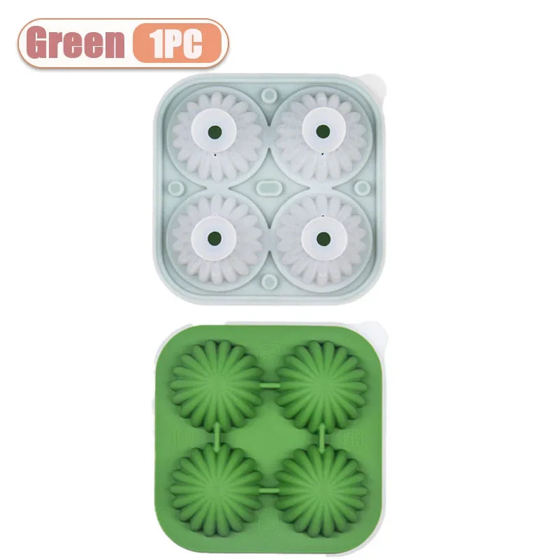 Cactus Ice Ball Mold – 4-Grid Silicone Sphere Ice Cube Tray