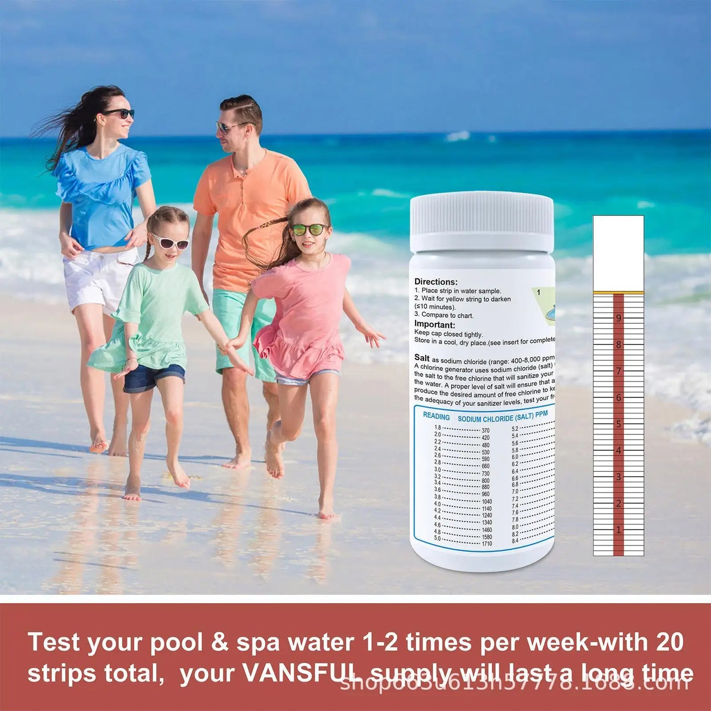 Salt Test Strips for Pool, Hot Tub & Spa – 10 Pack