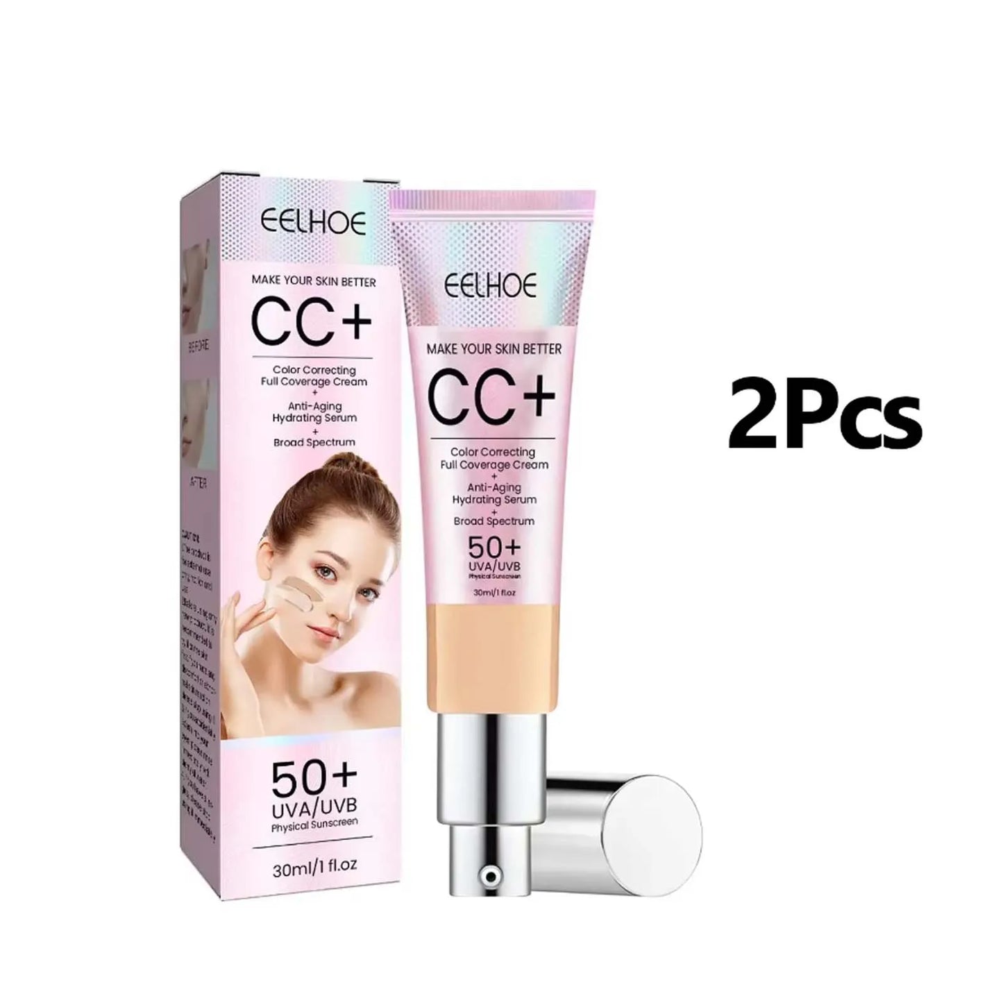 CC Cream Foundation SPF 50 – Brightening, Oil Control & Concealer Peaceful Pleasures Health and Wellness 2PCS Medium Skin