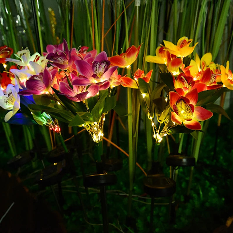 Solar Orchid LED Garden Stake Light | Waterproof Lawn Flower Lamp