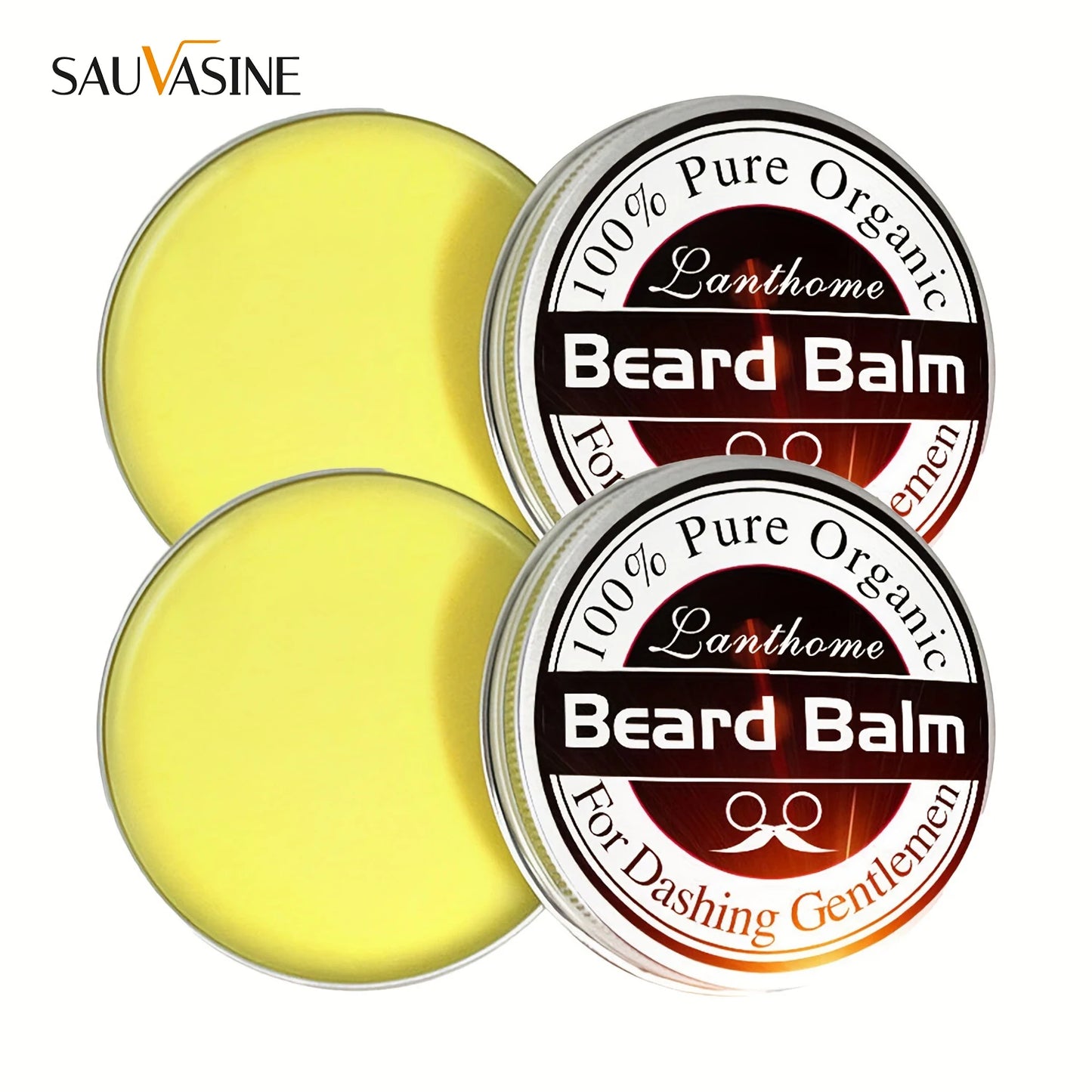 2PCS Natural Beard Balm Wax, Mustaches Cream for Men, Moisturizing Smoothing, Beard Styling Professional Care Cream Skin Care Peaceful Pleasures Health and Wellness Default Title