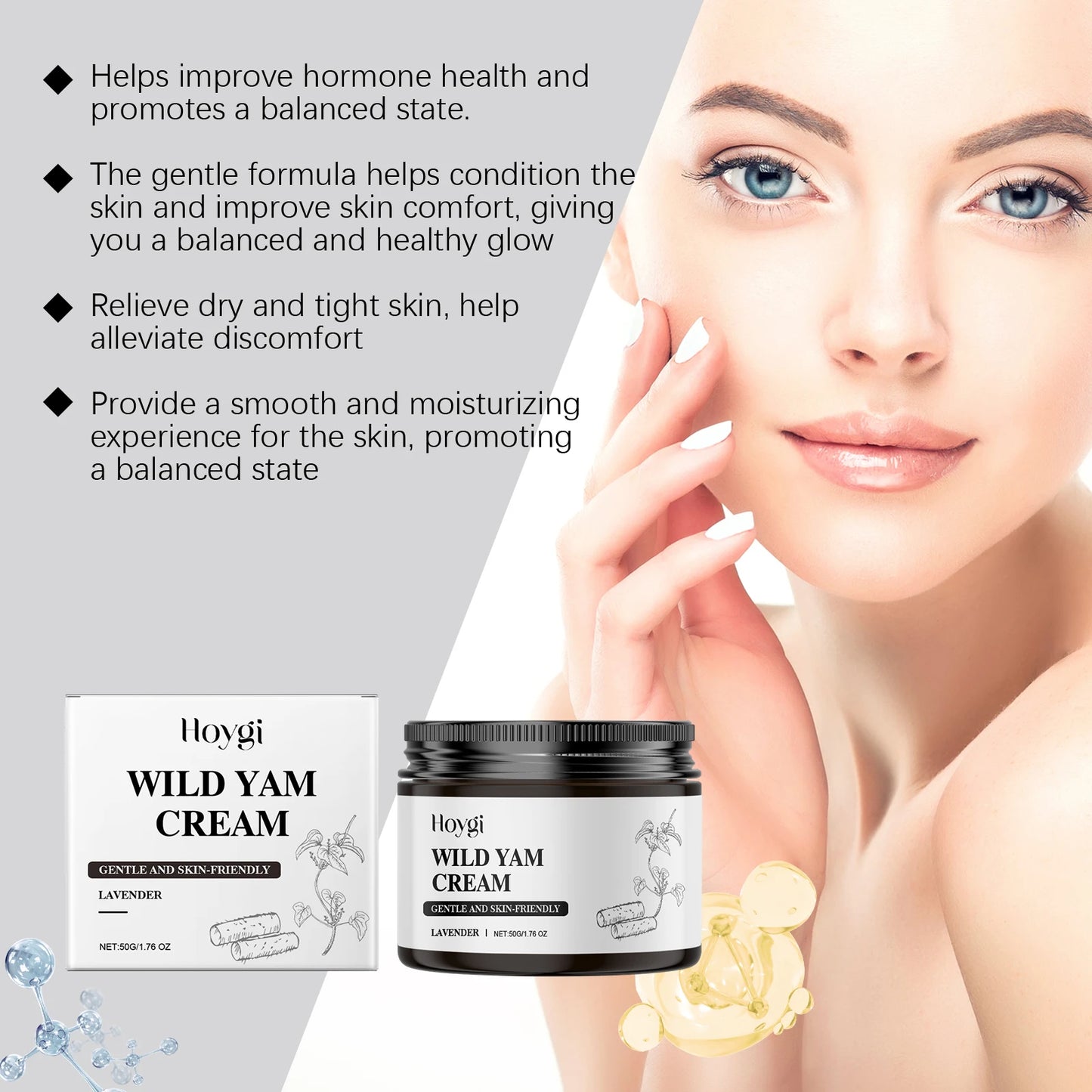 Wild Yam Cream Balance Hormones Regulation Reduce Dryness Form Skin Barrier Firming Lifting Moisturizing Brightening Face Cream Peaceful Pleasures Health and Wellness