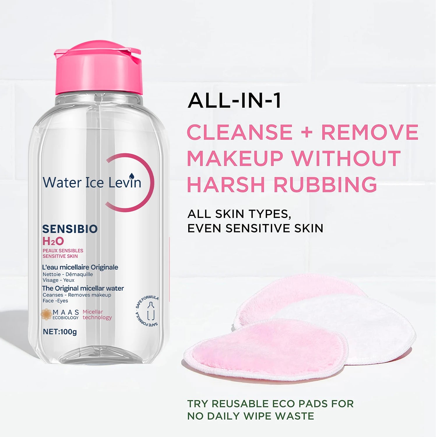 Micellar Water Sensitive Skin – Lactic Acid & Collagen Cleanser Micellar Facial Cleanser Peaceful Pleasures Health and Wellness