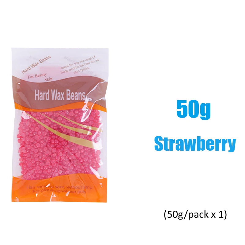 500g/200g/50g Hard Wax Beans For Body Hair Removal Versatile Painless Wax Warmer Waxing Beans for Wax Heater Machine Unisex Peaceful Pleasures Health and Wellness 50g-Strawberry