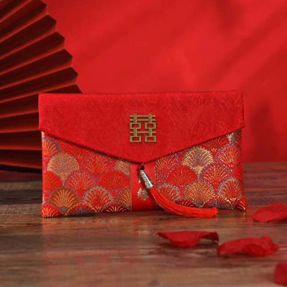 2025 Lunar New Year Brocade Red Envelope HongBao with Tassel
