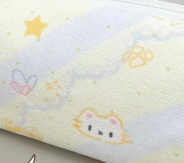 Cute Cat Pencil Case – Large Canvas Storage & Cosmetic Bag
