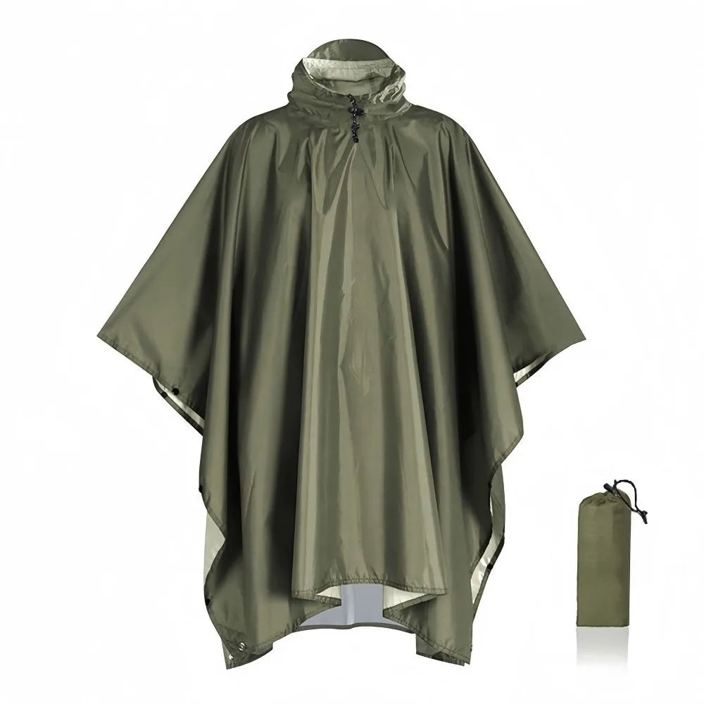 New 3 in 1 Outdoor Raincoat Hooded Sleeve Multifunction Rain Poncho Waterproof Portable Outdoor Rainwear Hiking Travel Peaceful Pleasures Health and Wellness Green-Without Pocket