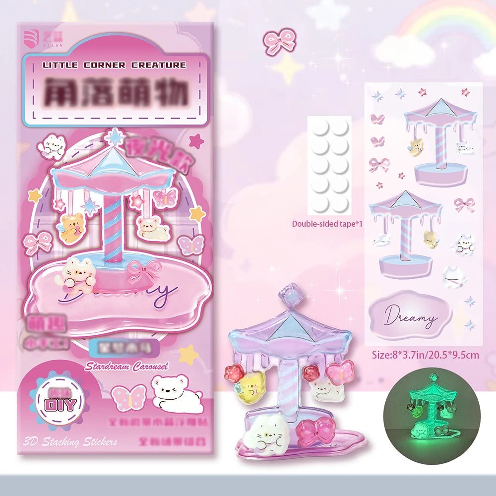 Cartoon Luminous Stickers 3D Relief Layered Music Cute Student