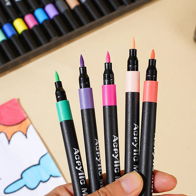 Acrylic Marker Pens 12–80 Colors | Waterproof Opaque Art Set