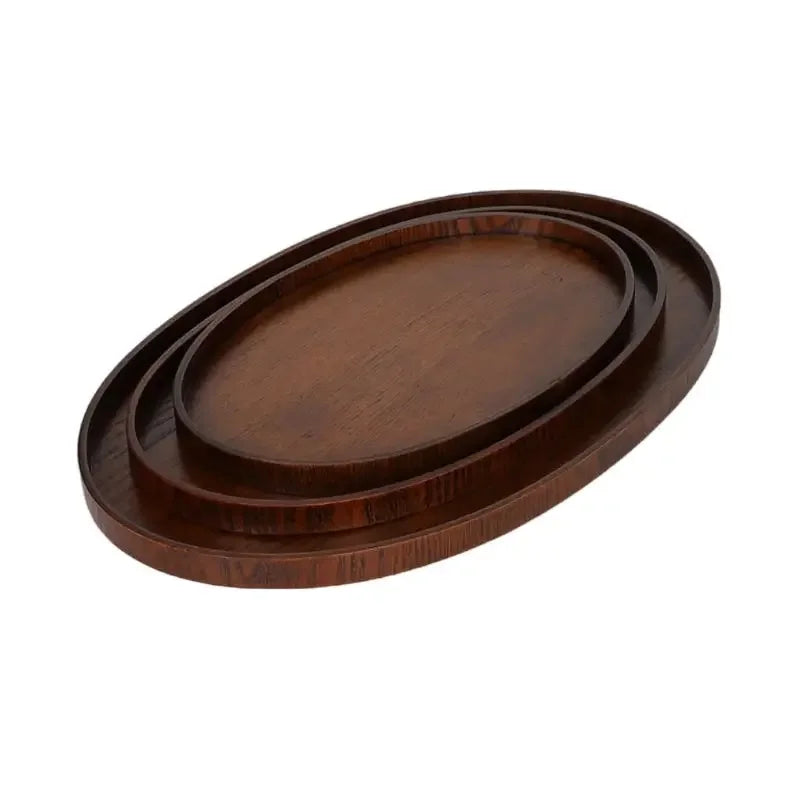 Oval Serving Trays Tableware Dessert Tea Saucer Coasters Coffee Coasters Wooden Plate Storage Food Display Home Hotel Decor Peaceful Pleasures Health and Wellness