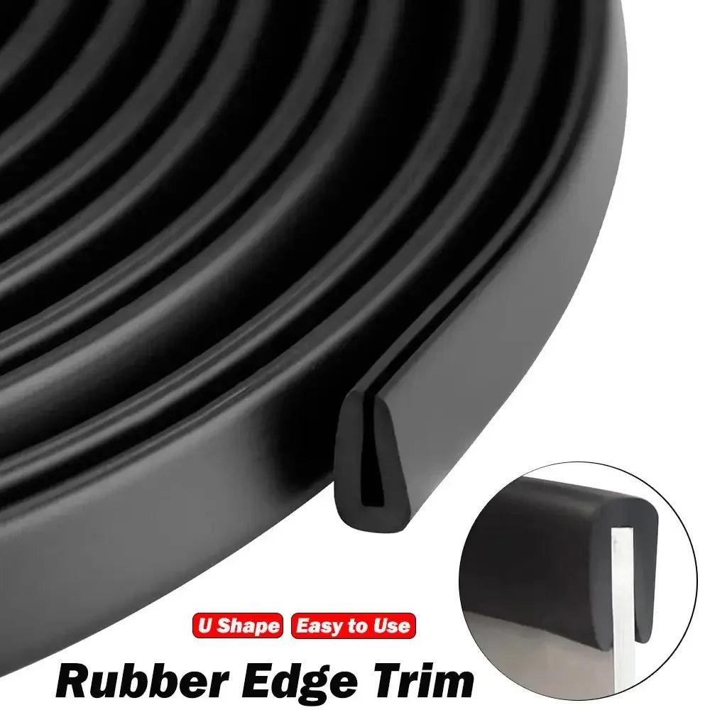 Black U-Shape Rubber Edge Trim Seal Strip 3M | Door & Car Guard