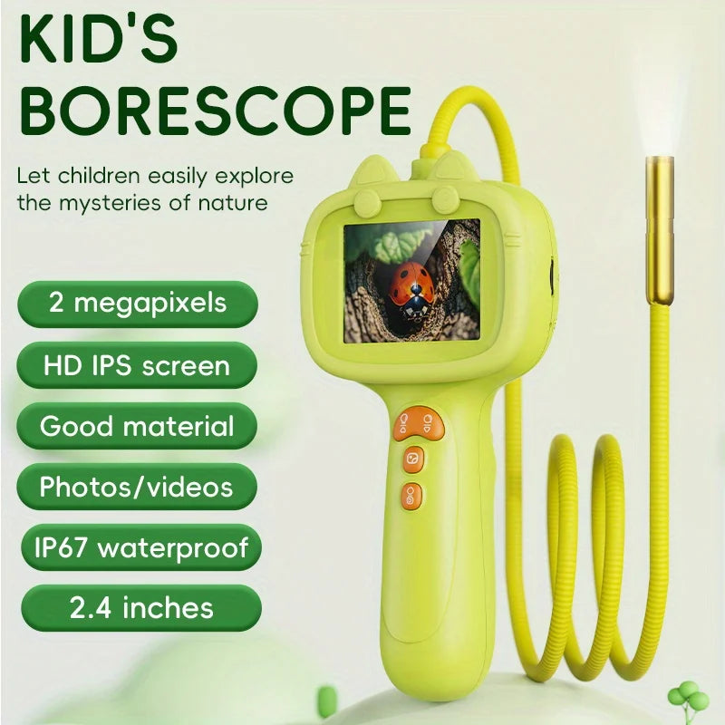 Kids Endoscope Camera 1080p HD 2.4" Display – LED Probe Gift