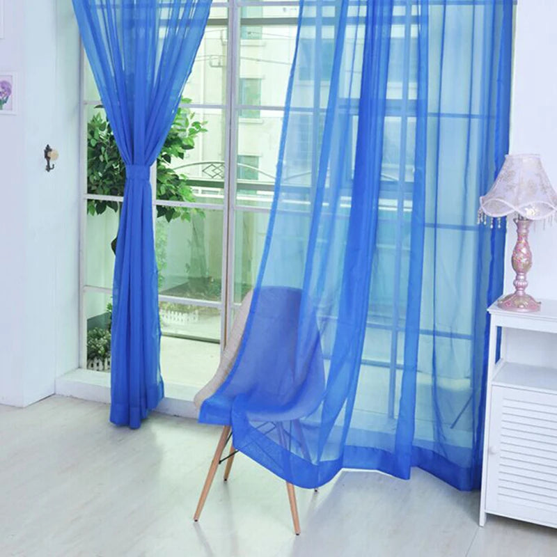 Transparent Window Gauze Solid Color Wedding Glass Gauze Household Products Light Luxury Style Easy To Install Curtains Peaceful Pleasures Health and Wellness Dark blue