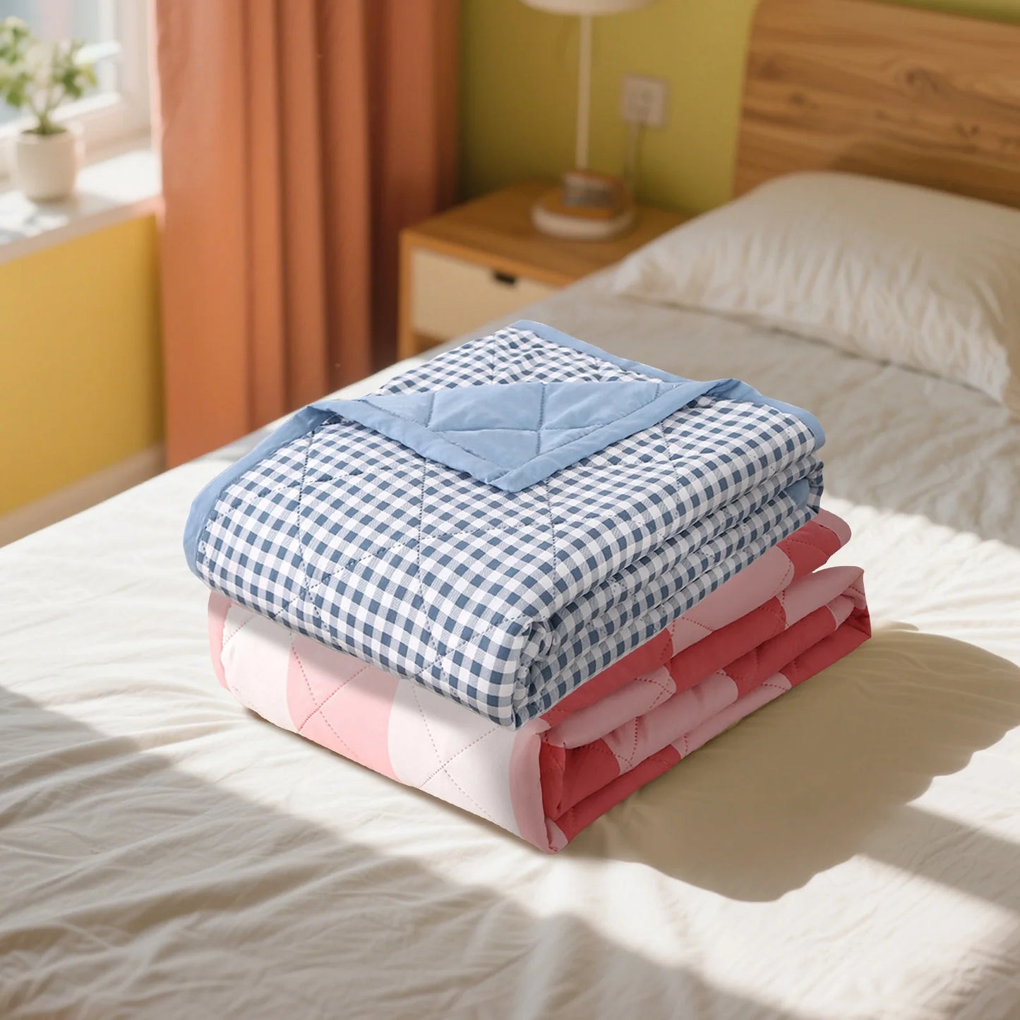 Summer Thin Comforter Soft Air-Conditioned Four Season Comforter Machine Washable Single Double Blanket Ultrasonic Quilted Quilt Peaceful Pleasures Health and Wellness