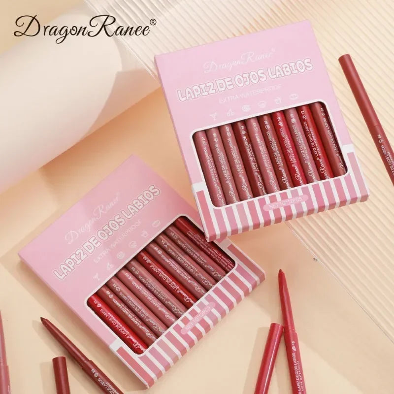12-Color Waterproof Matte Lip Liner Pencil Set – Long-Lasting
