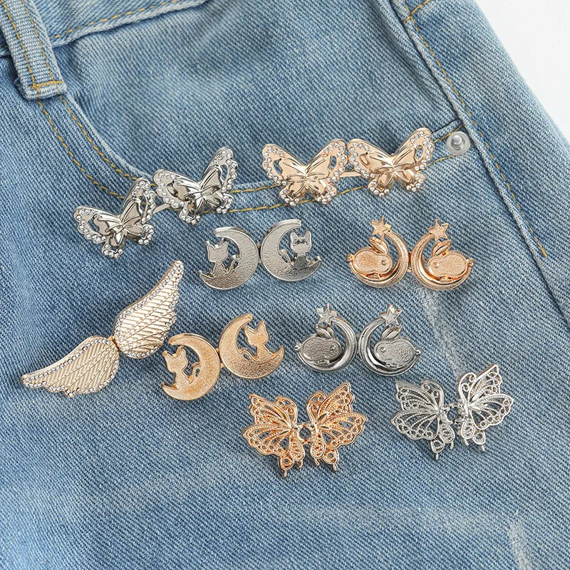 Butterfly Waist Buckle | No-Sew Metal Snap Button Adjuster
