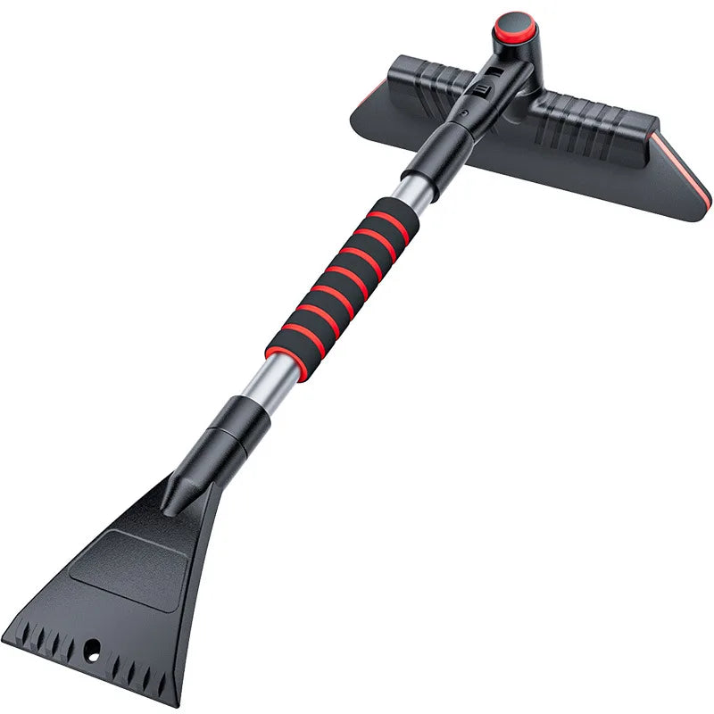 Multi-functional Retractable and Rotatable Car Snow Brush and Snow Shovel Detachable Snow Removal Shovel Peaceful Pleasures Health and Wellness Black and red