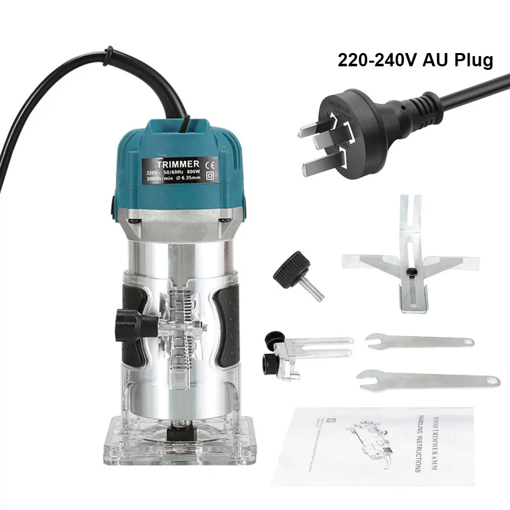 800WElectric Trimmer Wood Router Machine Woodworking 1/4 Inch Wood Carving Milling Cutting Carpenter Power Tool EU/US/AU/UK Plug Peaceful Pleasures Health and Wellness 220v AU Plug