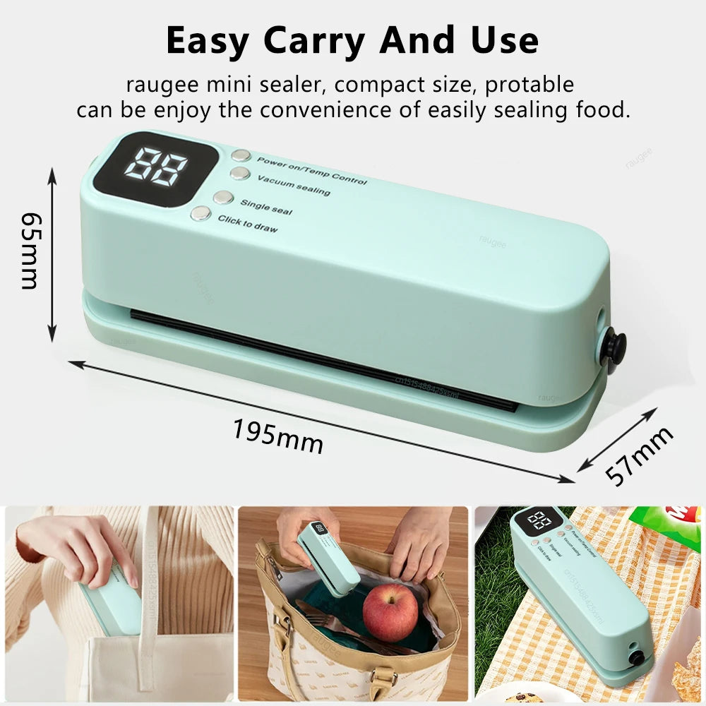 Food Vacuum Sealer USB Rechargeable Package Plastic Bag Mini Heat Sealer Portable Wireless Automatic Food Vacuum Sealing Machine Peaceful Pleasures Health and Wellness