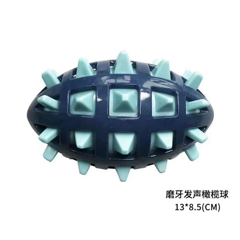 Squeaky Rubber Rugby Dog Toy – Bite-Resistant Chew Toy