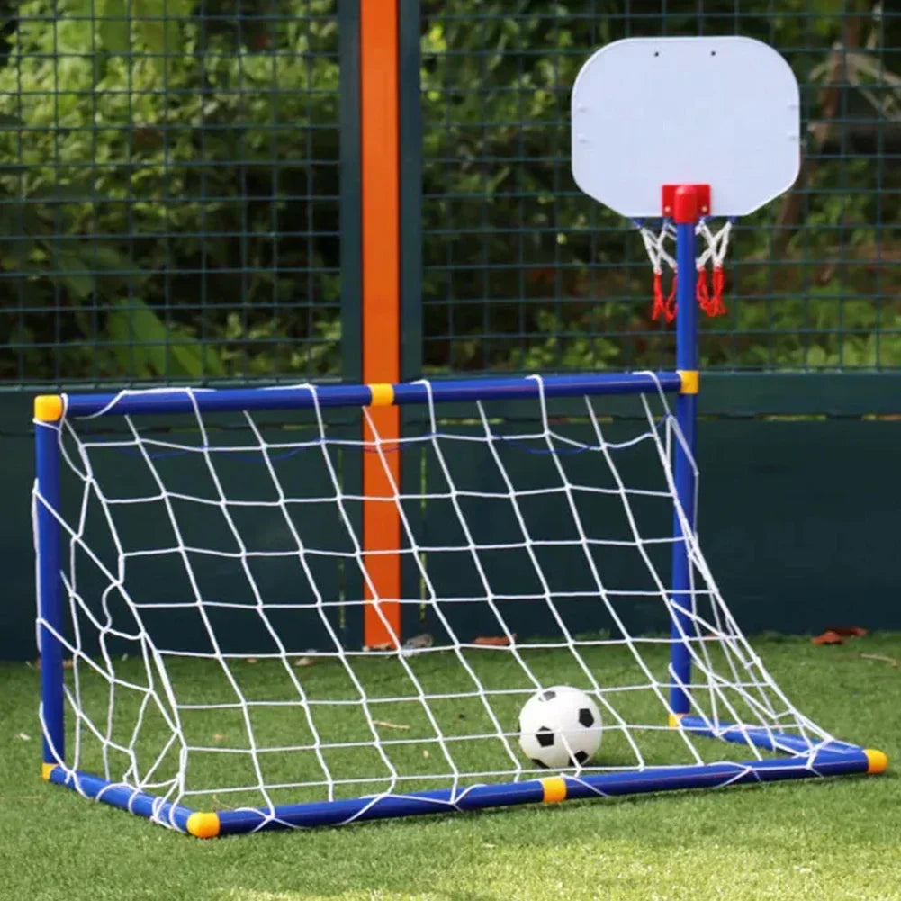 Kids 2-in-1 Soccer Goal & Basketball Stand Set – Detachable