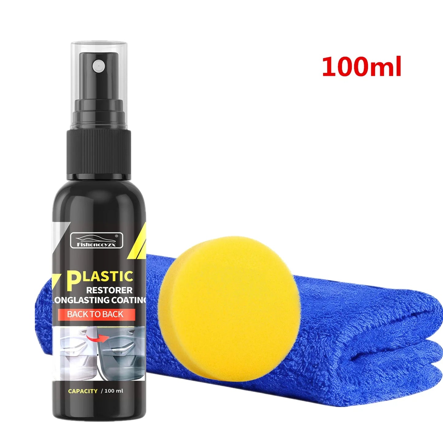 Car Plastic Restorer Coating Agent Auto Plastic Rubber Exterior Repair Clean Refresh Restoration Agent Black Shine Seal Brighten Peaceful Pleasures Health and Wellness 100ml set