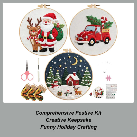 Christmas Embroidery Kit for Adults | Beginner Stamped Ornament Set Embroidery Craft Kit Peaceful Pleasures Health and Wellness China Mainland
