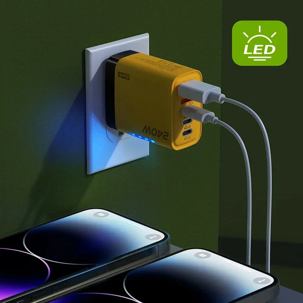 240W GaN 5-in-1 Fast Charger | 3 USB-C + 2 USB-A Ports