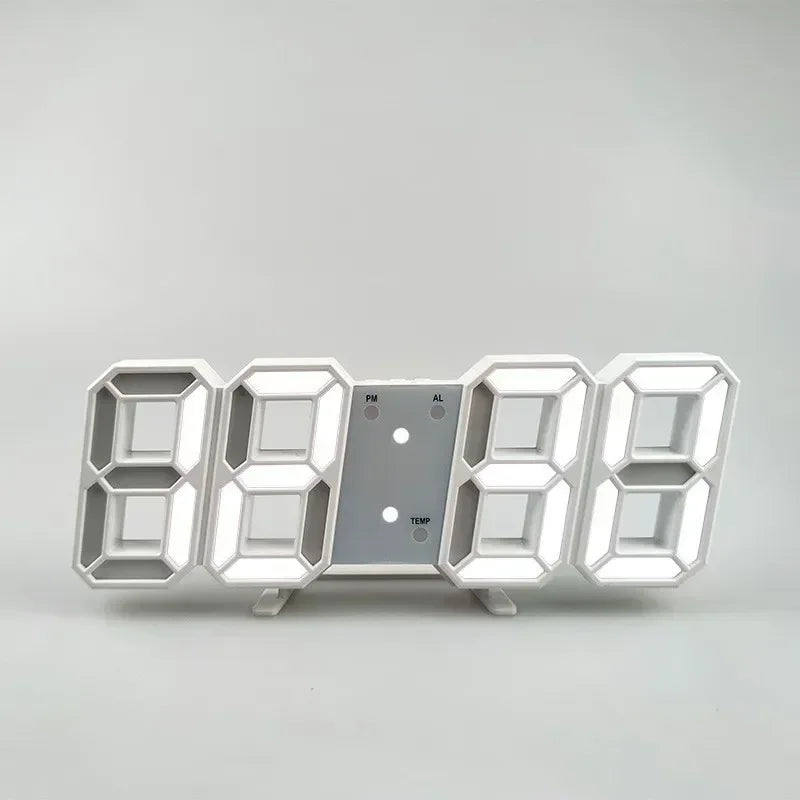 Wall Clock 3D Led Clocks Decoration for Bedroom Mode Home and Decoration Hanging Large Digital Watches Interior Room Light Decor Peaceful Pleasures Health and Wellness White Frame White
