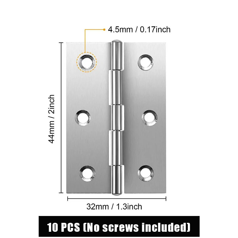 New 10pcs Stainless Steel Door Hinges Cabinet Doors Windows Wooden Box Flat Hinge Home Furniture Hardware Accessories Peaceful Pleasures Health and Wellness A1