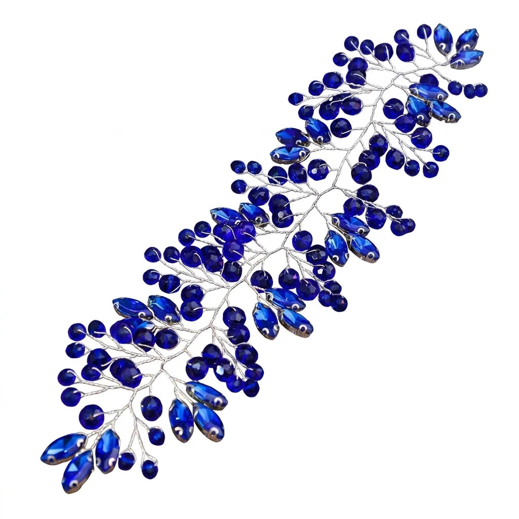 Crystal Bridal Hairpiece Elegant Wedding Headpiece For Women With Alloy Rhinestone Design Peaceful Pleasures Health and Wellness Blue
