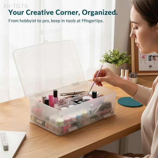 Double Layer Transparent Storage Box – Nail Art & Craft Desktop Storage Organizer Peaceful Pleasures Health and Wellness Default Title
