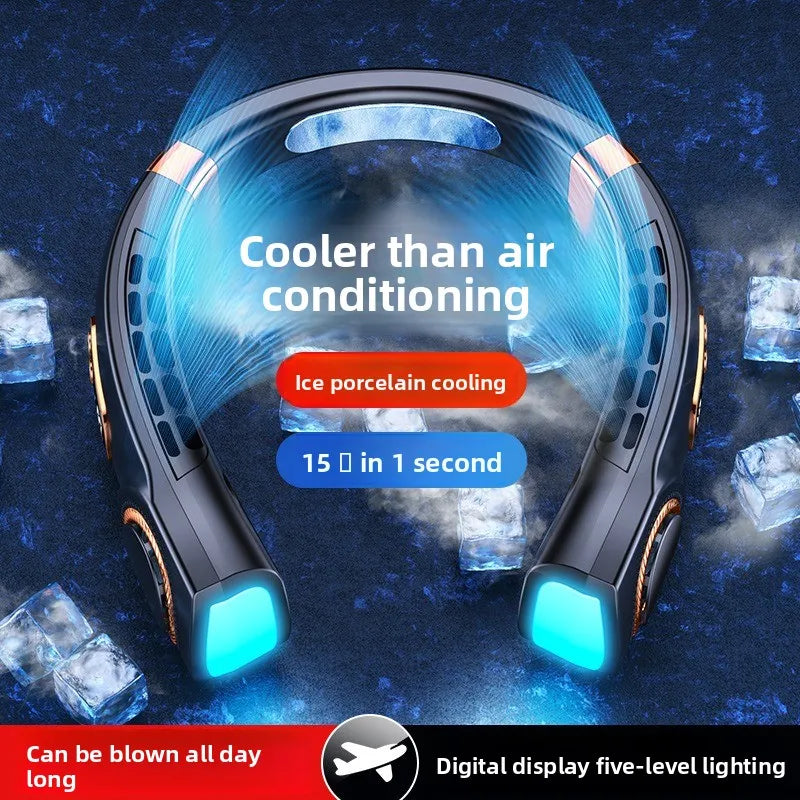 Neck Fan Rechargeable Personal Skincare Portable Fan Battery Operated Hands Free Wearable USB Neck Cooling Fan forIndoor Outdoor Peaceful Pleasures Health and Wellness