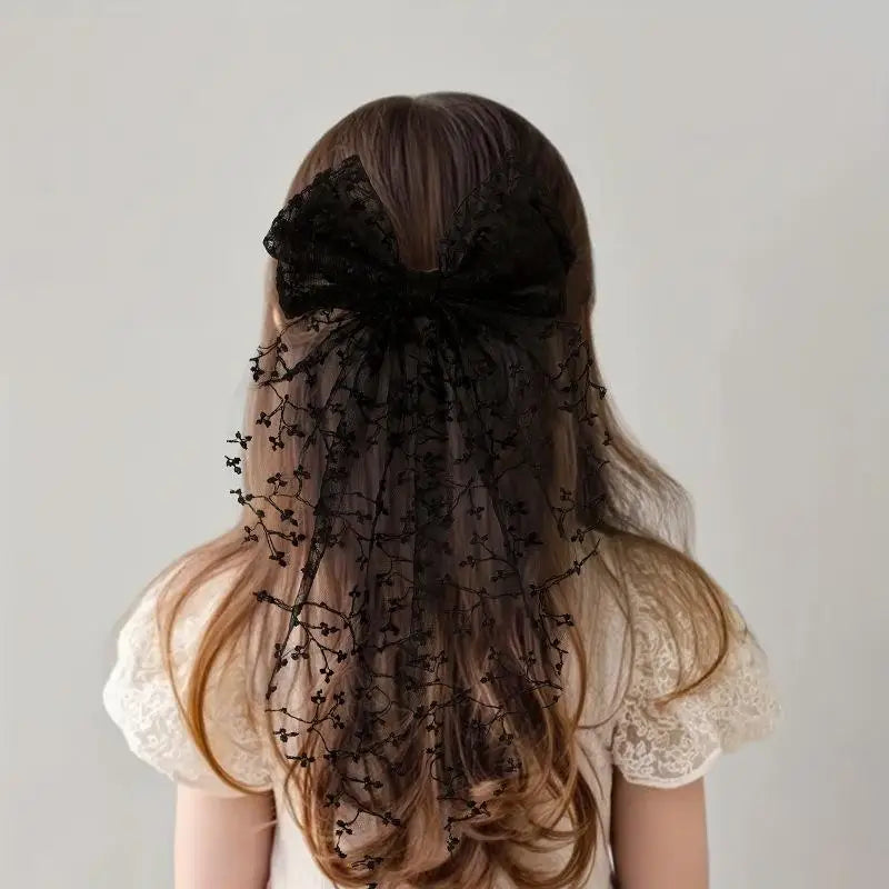 Girls Lace Swallowtail Bow Hair Clip – Princess Hairpin Gift