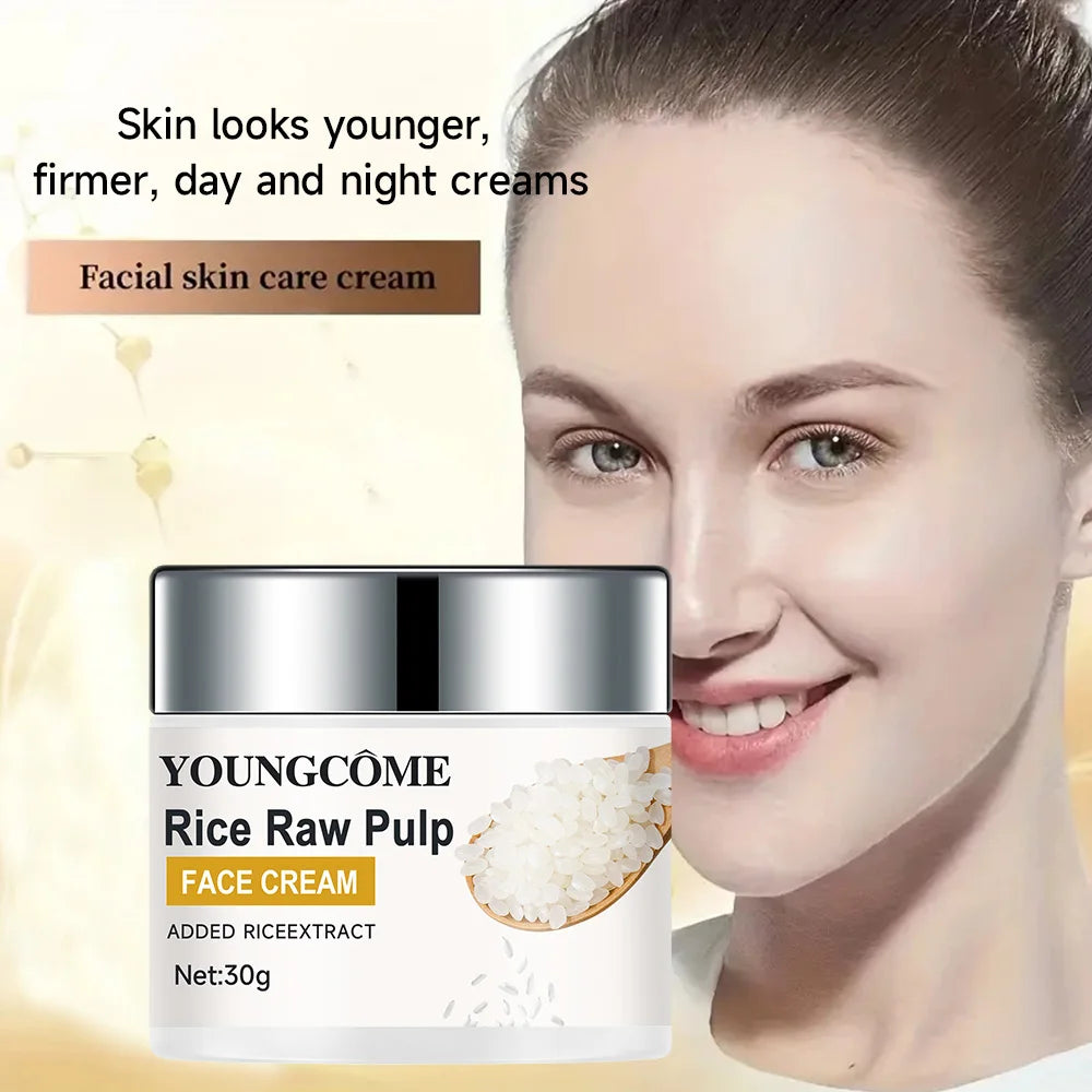 Rice Cream Promotes Elasticity Radiance MoisturizesNouriTheshes LocksMoisture Anti Aging Face Lifting Nourishing Repair Collagen Peaceful Pleasures Health and Wellness