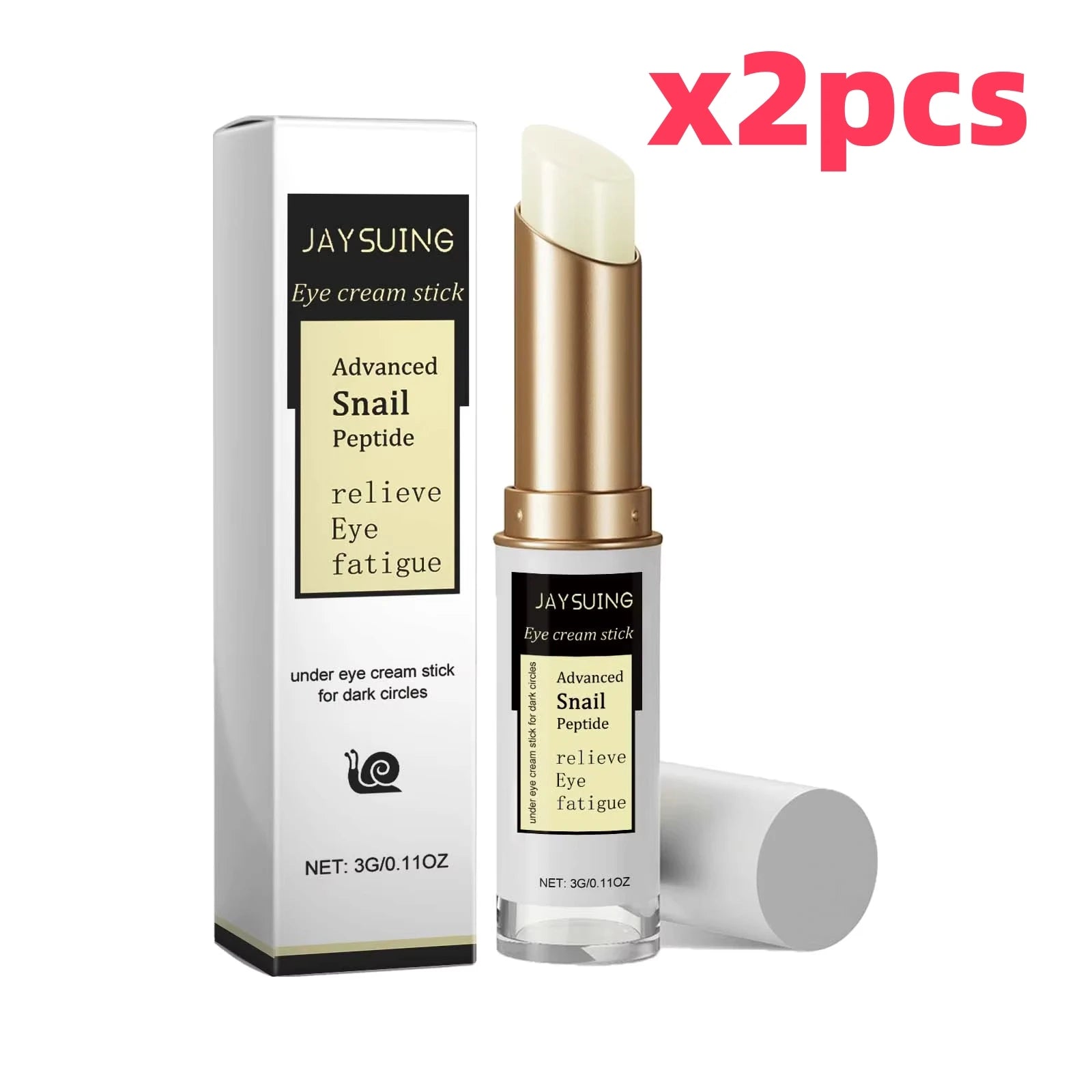 Snail Eye Cream Stick Anti-Puffiness Wrinkle Removal Fade Dark Circle Fine Lines Repair Moisturizing Firming Lightening Eye Care Peaceful Pleasures Health and Wellness 3g boxedx2pcs 3g