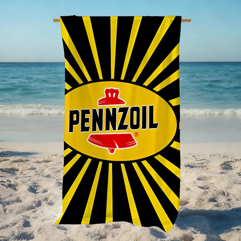 Pennzoil Logo Quick-Dry Beach Towel | Soft Pool & Sports Towel Quick-Dry Beach Towel Peaceful Pleasures Health and Wellness