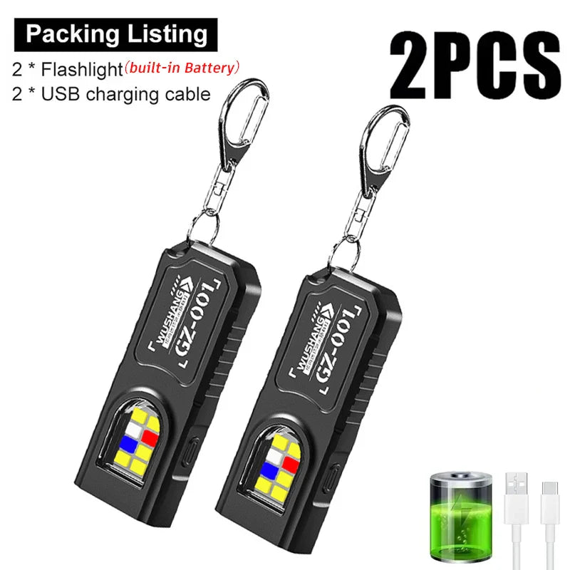 Mini COB LED Keychain Flashlight USB-C Rechargeable IPX6