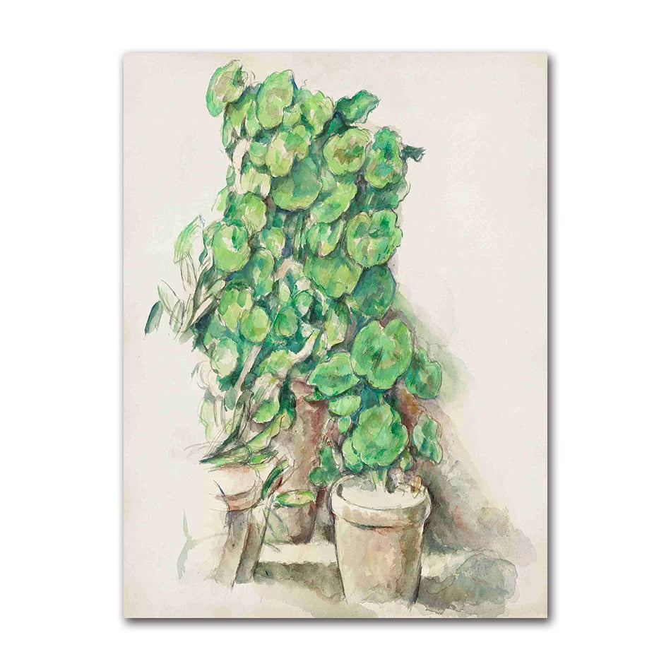 Vintage Paul Cezanne Garden Still Life Terracotta Pots 1890s Art Posters Canvas Painting Wall Prints Picture for Room Home Decor Peaceful Pleasures Health and Wellness 61326-04 20x30cm