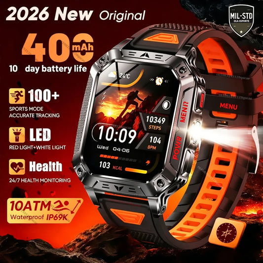 2026 New GPS Smart Watch For Android IOS Military LED Flashlight Smartwatch Men 10ATM Waterproof 100+Sport Modes BT Call Watches Peaceful Pleasures Health and Wellness