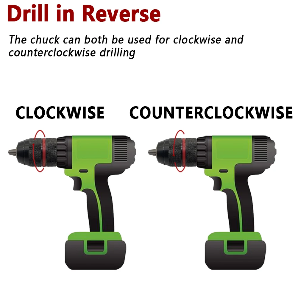 Keyless Drill Chuck 1/2-20UNF 2–13mm Self-Tightening 3-Jaw Peaceful Pleasures Health and Wellness