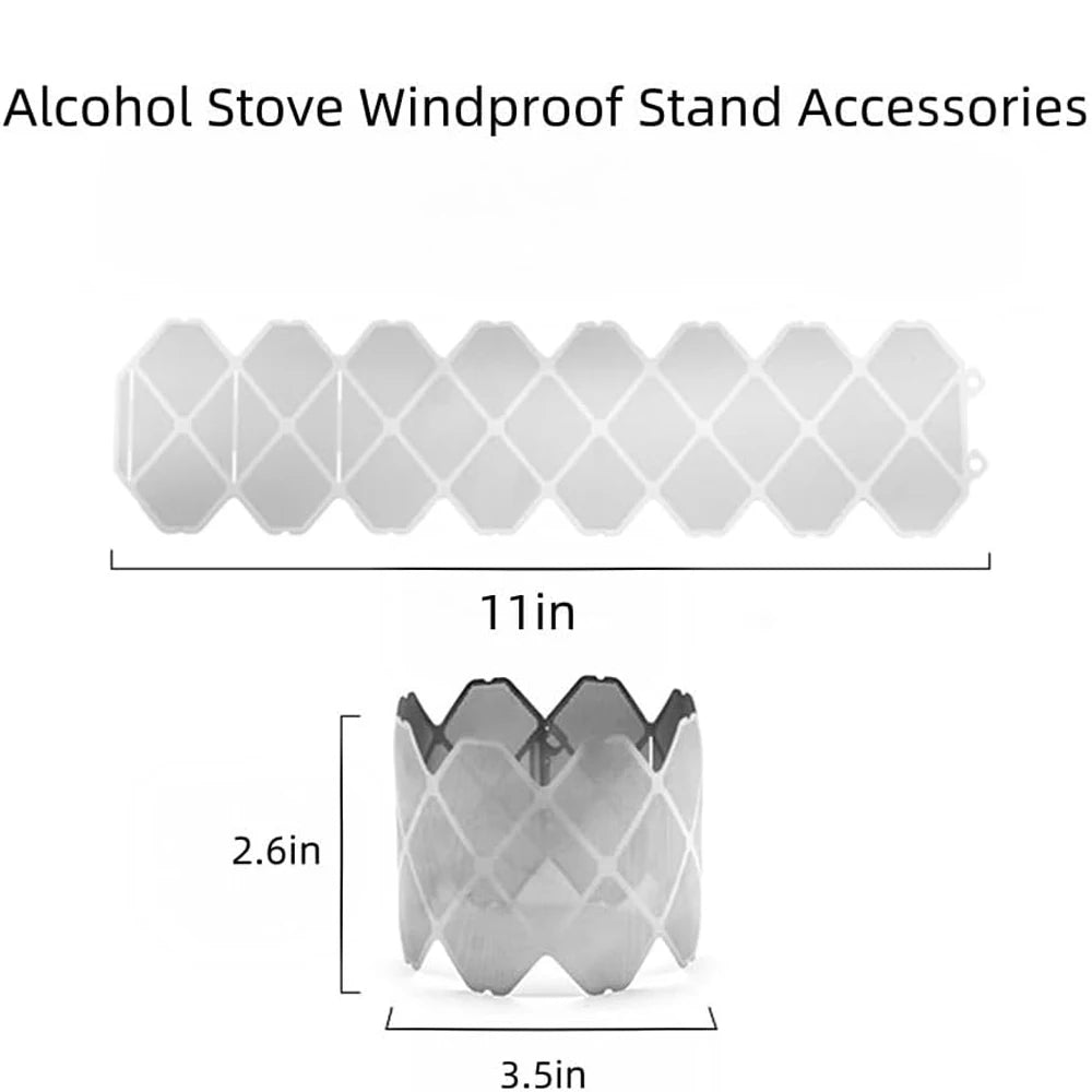 camp stove windscreen 2 Piece Ultralight Folding Stainless Steel windscreen alcohol stove stand for Outdoor Camping Hiking ﻿ Peaceful Pleasures Health and Wellness